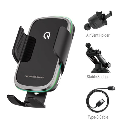 iQuick Q5 15W Wireless Charging Induction Car Holder With Gradient Light