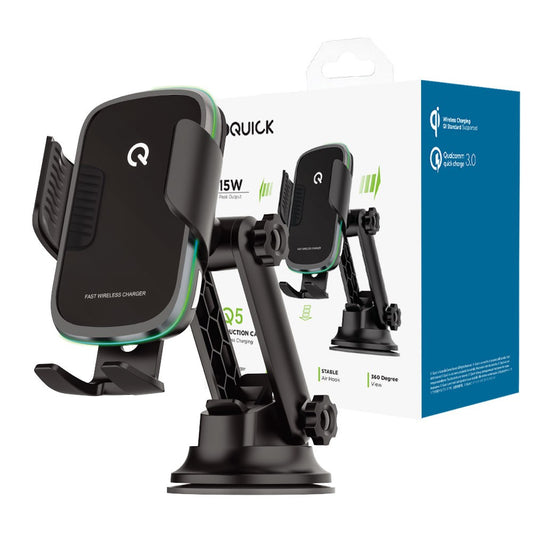 iQuick Q5 15W Wireless Charging Induction Car Holder With Gradient Light